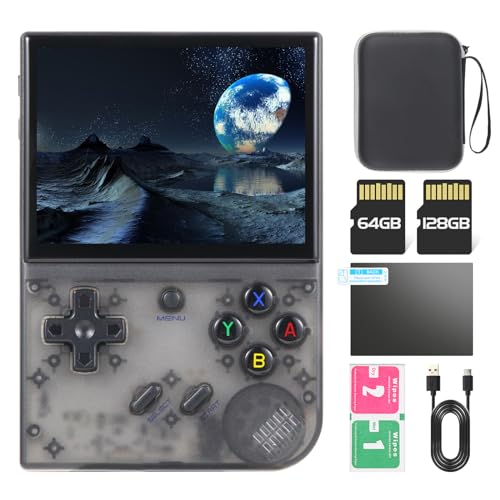RG35XX Plus Handheld Game Console with Storage Bag, 3.5 in IPS Screen Linux OS 3300mAH Battery 64+128G TF Card with 10000+ Games, Support HDMI TV Output 5G WiFi Bluetooth 4.2