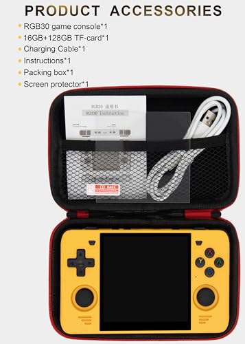 Powkiddy RGB30 Handheld Game Console - 20,000 Games, 4-inch HD Screen, RK3566 CPU, 16G+128G, WiFi/Bluetooth - Suitable for Kids and Adults,Yellow