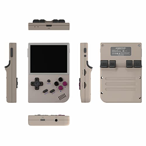 RG35XX Handheld Game Console 3.5 inch IPS Retro Games Consoles Classic Emulator Hand-held Gaming Console Preinstalled Hand Held Video Games System with Portable Case 64GB Retro Gray