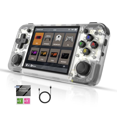 RG35XX H Handheld Game Console 3.5'' IPS Screen Linux H700 Retro Video Games Player 3300mAh 5528 Classic Games Support Wireless/Wired Controller 5G WiFi Bluetooth Handle H-DMI TV Output (White TR)