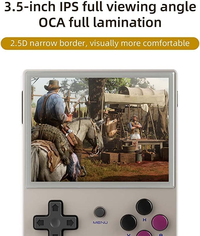 RG35XX Handheld Game Console with 5000 Games, 3.5inch IPS OCA Screen Linux System Chip Cortex-A9 Portable Handheld Nostalgic Arcade Retro Game Machine, 64g, 2100mAh (RG35XX Gray)
