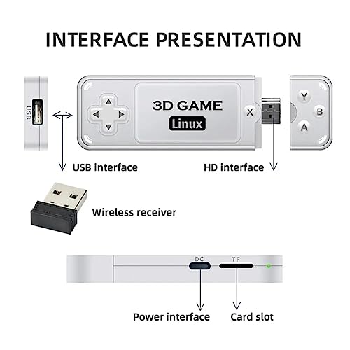 XIXIMENG Y6 Game Stick Retro Video Game Console 4K 128G 10000 Games Stick with 2.4G Wireless Controllers HD Output Game Machine Portable Christmas/Kids Gift