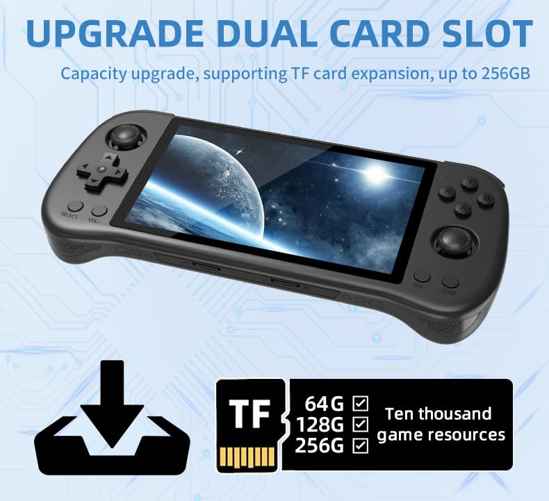 X55 Handheld Game Console with 5.5-Inch IPS Screen,HDMI Output RK3566 CPU, 4000mAh Battery Retro Portable Game Console for Kids and Adults（Black）