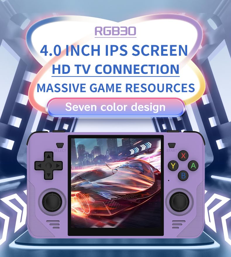 Powkiddy RGB30 Handheld Game Console - 20,000 Games, 4-inch HD Screen, RK3566 CPU, 16G+128G, WiFi/Bluetooth - Suitable for Kids and Adults,Yellow