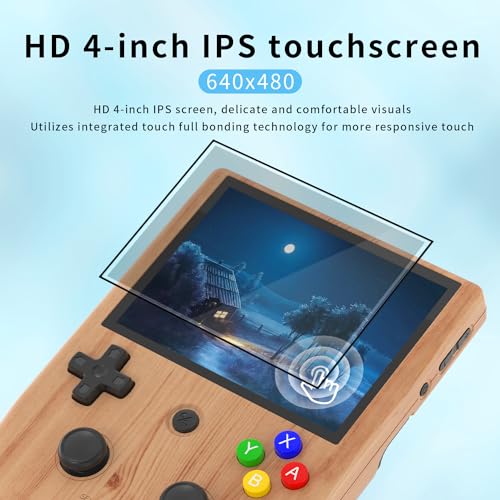 RG405V Video Handheld Game Console 4” IPS Touch Screen Android 12 T618 5500mAh Battery Portable Retro Player 5G WiFi Bluetooth Automatically Heat Dissipation 128G 3154 Games (RG405V-Wood Grain)