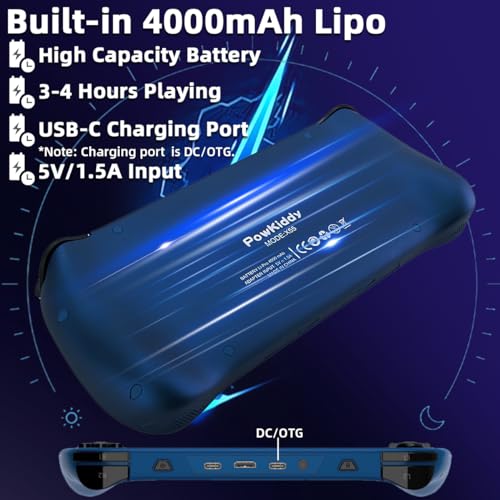 X55 Handheld Game Console 5.5 inch Portable Retro Video Hand-Held Games Consoles Rechargeable RK3566 Hand Held Classic Play System 16GB+128GB Blue