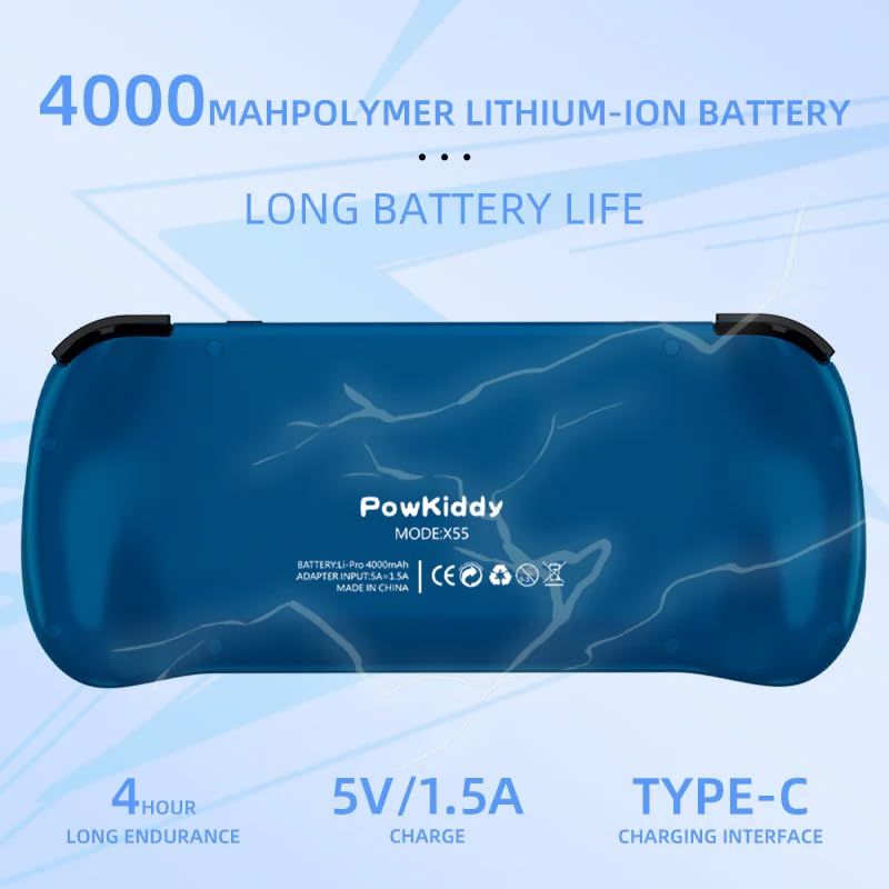Powkiddy X55 Retro Handheld Game Console - 128Gb TF Card Pre-Installed with 20.000 Games - Linux System - Handheld Emulator 5.5-inch RGB Screen 4000 mAh Battery. Plug & Play Video Games