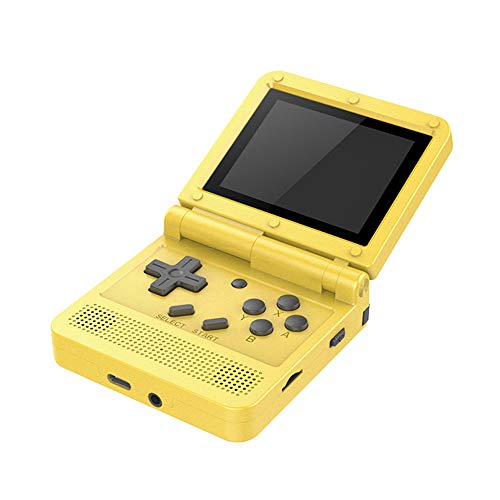 GoolRC Flip Handheld Console 3-inch IPS Screen Open System Game Console with 16G TF Card Built in 2000 Games Portable Mini Retro Game Console for Kids Yellow