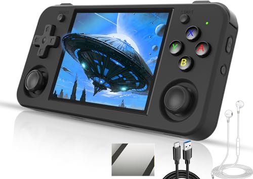 RG35XX H Handheld Game Console 3.5-in IPS Screen H700 3300mAh RG 35XX H Preinstalled Emulator System 64GB Black