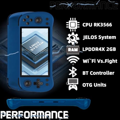 X55 Handheld Game Console 5.5 inch Portable Retro Video Hand-Held Games Consoles Rechargeable RK3566 Hand Held Classic Play System 16GB+128GB Blue