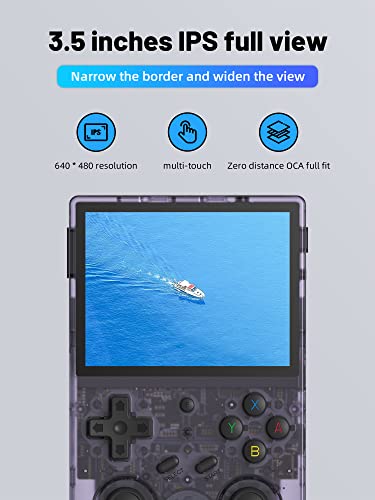 RG353V Handheld Game Console 16G + 128G TF Card, 3.5-Inches Display Dual OS Android 11, Linux System Support 5G WiFi 4.2 Bluetooth, RK3566 Chip Built-in 15000+ Classic Games (Purple Transparent)