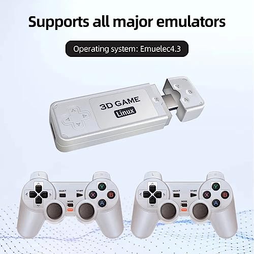 XIXIMENG Y6 Game Stick Retro Video Game Console 4K 128G 10000 Games Stick with 2.4G Wireless Controllers HD Output Game Machine Portable Christmas/Kids Gift