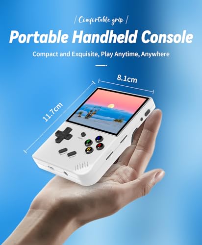 RG35XX Plus Retro Handheld Game Console 3.5 inch IPS Screen 3300mAh Battery Linux Players Built-in 64G Card 5515 Classic Games Support Wireless Wired Controller (RG35XX Plus White)