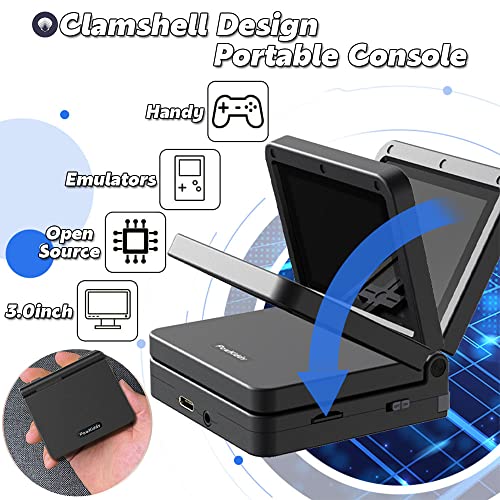 V90 Handheld Game Console 3 inch Retro Clamshell Games Consoles Built-in Rechargeable Battery Portable Style Hand Held Game Video Consoles System with Case Black 16GB