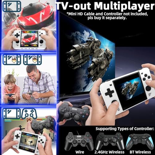 RGB30 Handheld Game Console 4 inch IPS Retro Hand-held Games Consoles Hand Held Video Game Preinstalled System Support Multiplayer WF BT RK3566 128GB White