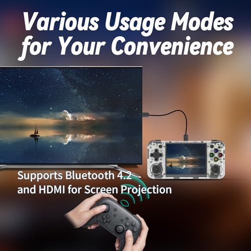 RG35XX H Handheld Game Console 3.5'' IPS Screen Linux H700 Retro Video Games Player 3300mAh 5528 Classic Games Support Wireless/Wired Controller 5G WiFi Bluetooth Handle H-DMI TV Output (White TR)