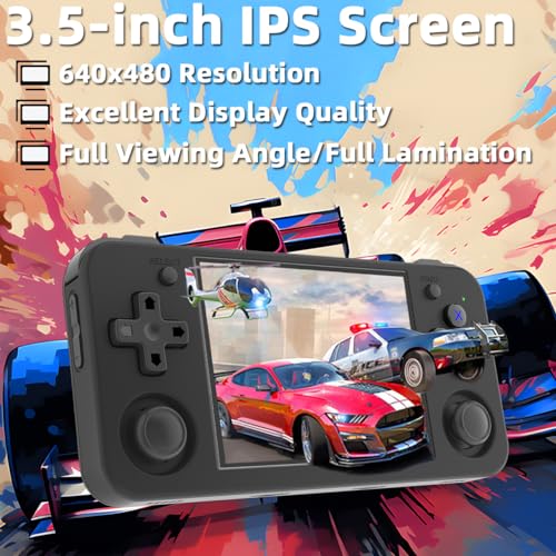 RG35XX H Handheld Game Console 3.5-in IPS Screen H700 3300mAh RG 35XX H Preinstalled Emulator System 64GB Black