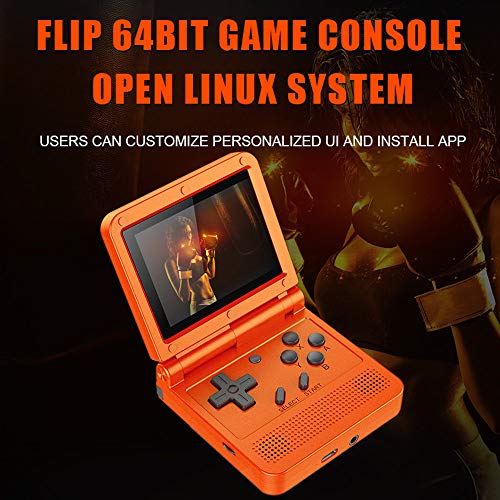 GoolRC Flip Handheld Console 3-inch IPS Screen Open System Game Console with 16G TF Card Built in 2000 Games Portable Mini Retro Game Console for Kids Yellow