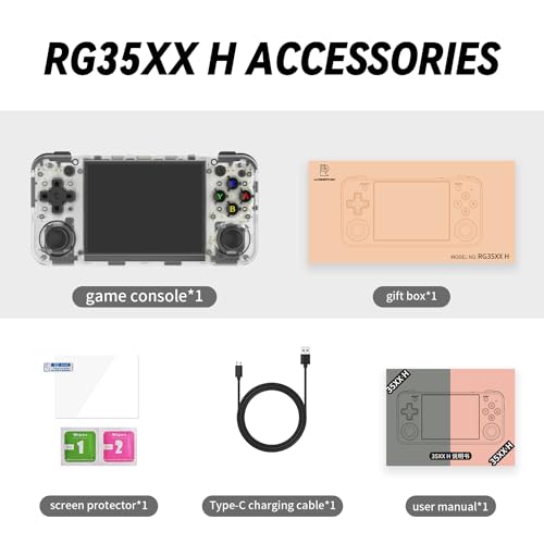 RG35XX H Handheld Game Console 3.5'' IPS Screen Linux H700 Retro Video Games Player 3300mAh 5528 Classic Games Support Wireless/Wired Controller 5G WiFi Bluetooth Handle H-DMI TV Output (White TR)