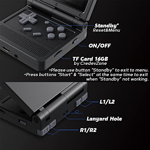 V90 Handheld Game Console 3 inch Retro Clamshell Games Consoles Built-in Rechargeable Battery Portable Style Hand Held Game Video Consoles System with Case Black 16GB