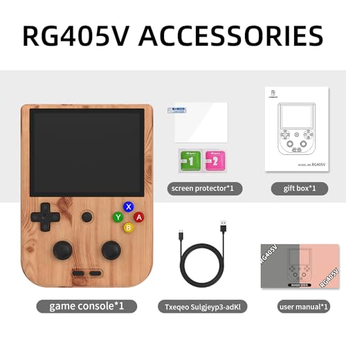 RG405V Video Handheld Game Console 4” IPS Touch Screen Android 12 T618 5500mAh Battery Portable Retro Player 5G WiFi Bluetooth Automatically Heat Dissipation 128G 3154 Games (RG405V-Wood Grain)