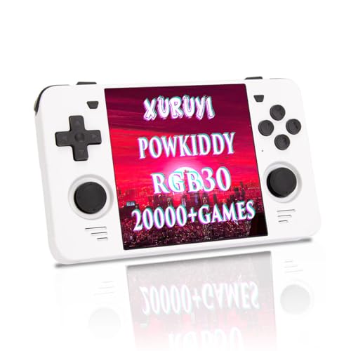 RGB30 16+128G with 20,000 Games, Handheld Game Console, Support 5G WiFi / Bluetooth, RK3566 Chips Open Source System, 4-inch IPS HD Portable Arcade (White)