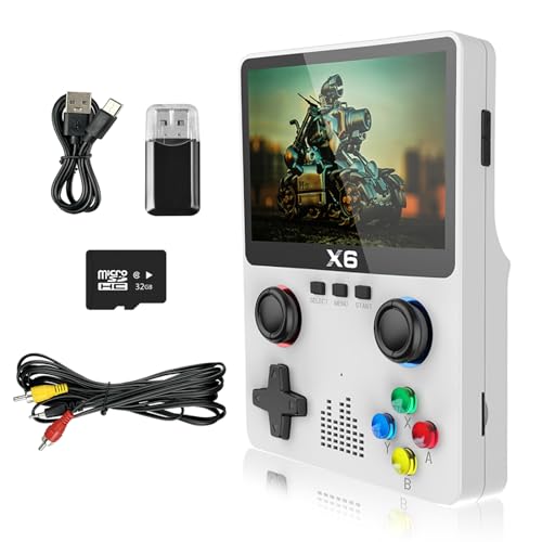 Handheld Retro Game Console with 32G TF Card ,Preloaded 10,000+ Games, Retro Gaming Console Supported 11 Emulators 3.5-inch IPS Screen (White)