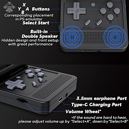 V90 Handheld Game Console 3 inch Retro Clamshell Games Consoles Built-in Rechargeable Battery Portable Style Hand Held Game Video Consoles System with Case Black 16GB