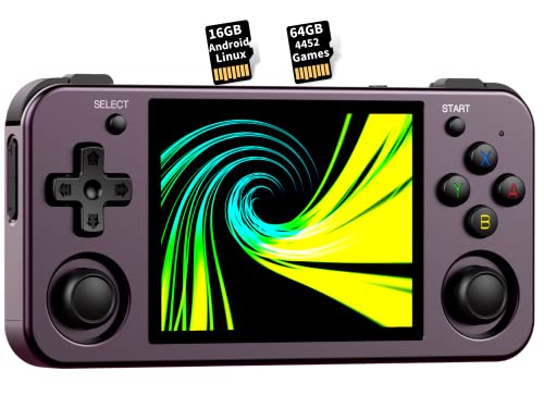 RG353M Handheld Game Console Aluminum Alloy CNC Support Dual OS Android 11+ Linux, 5G WiFi 4.2 Bluetooth 3.5 Inch IPS Multi-Touch Screen 64G TF Card 4420+ Classic Games