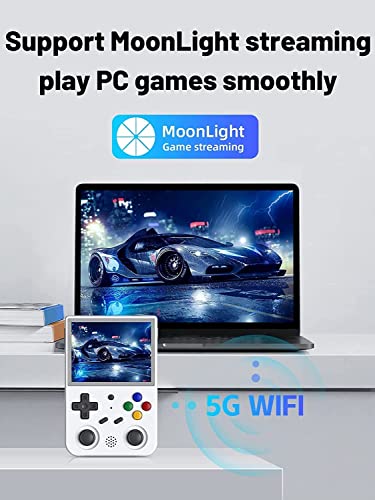RG353V Handheld Game Console Support Dual OS Android 11+ Linux, 5G WiFi 4.2 Bluetooth RK3566 64BIT 64G TF Card 4450 Classic Games 3.5 Inch IPS Screen 3500mAh Battery (Anbernic RG353V White)