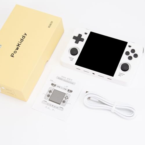 RGB30 16+128G with 20,000 Games, Handheld Game Console, Support 5G WiFi / Bluetooth, RK3566 Chips Open Source System, 4-inch IPS HD Portable Arcade (White)