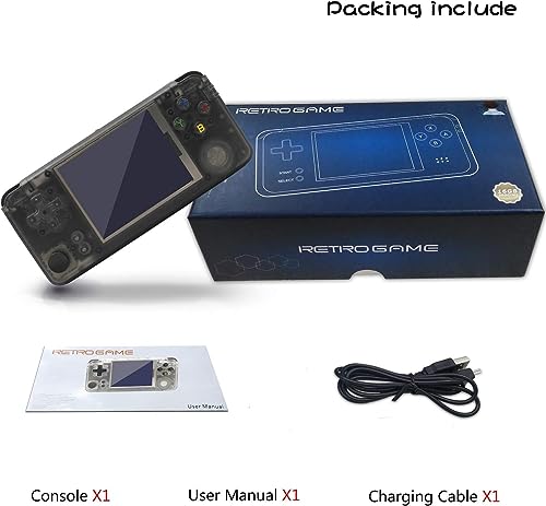 Handheld Game Console ,Retro Game Console OpenDingux Tony System , Built-in 3007 Classic Game Console 3 Inch IPS Screen Portable Video Game Console - Transparent Black