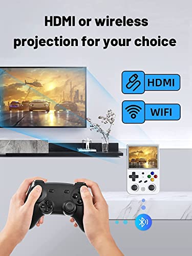 RG353V Handheld Game Console Support Dual OS Android 11+ Linux, 5G WiFi 4.2 Bluetooth RK3566 64BIT 64G TF Card 4450 Classic Games 3.5 Inch IPS Screen 3500mAh Battery (Anbernic RG353V White)