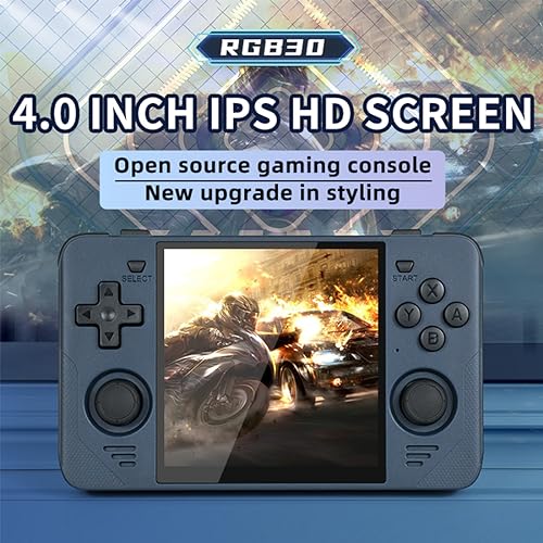 RGB30 16+128G with 20,000 Games, Handheld Game Console, Support 5G WiFi / Bluetooth, RK3566 Chips Open Source System, 4-inch IPS HD Portable Arcade (White)