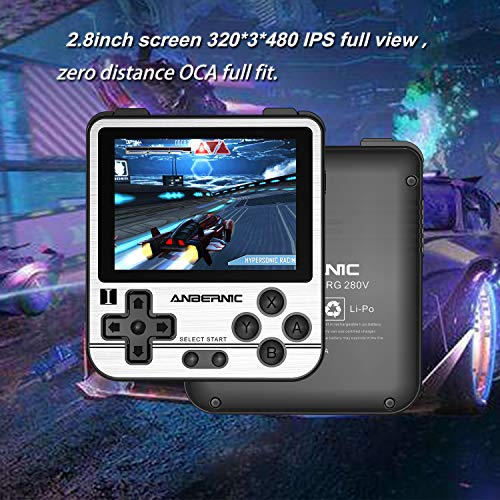 Haihuang RG280V Handheld Video Game with 64G TF Pre-Installed 5000 Classic Games Handheld Game Console 7 Hours Duration Silver