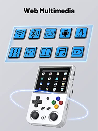 RG353V Handheld Game Console Support Dual OS Android 11+ Linux, 5G WiFi 4.2 Bluetooth RK3566 64BIT 64G TF Card 4450 Classic Games 3.5 Inch IPS Screen 3500mAh Battery (Anbernic RG353V White)