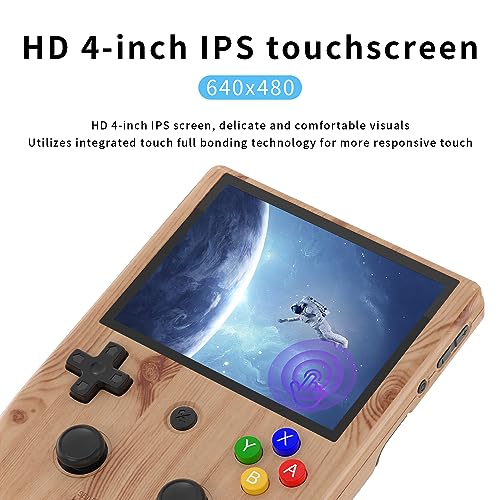 RG405V Handheld Game Console 4’’ IPS Touch Screen Android 12 Unisoc Tiger T618 64-bit Game Player Built-in 5500mAh Battery 128G TF Card with 3154 Games(RG405V Wood)