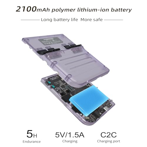 RG35XX Retro Handheld Game Console Dual System Garlic OS and Linux System 3.5 in IPS Screen Built-in 64G TF Card with 6800 Games 2600 mAh Battery Support HDMI TV Output (Transparent Purple)…