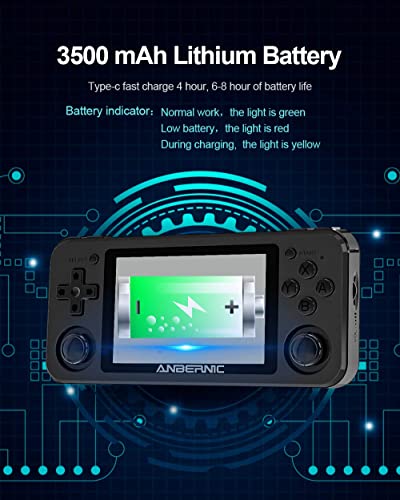 RG351P Handheld Game Console, Retro Game Console Open Linux Tony System RK3326 Chip 64G TF Card 2500 Classic Games 3.5 Inch IPS Screen 3500mAh Battery (Black)