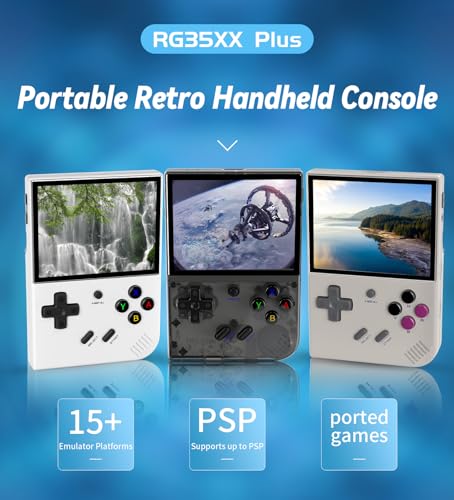 New RG35XX Plus Retro Handheld Game Console - Upgraded Chip - Linux System - 3.5 Inch IPS Screen - Built-in 64G TF Card 5515 Games - 3300mAh Battery - Support HDMI TV Output 5G WiFi Bluetooth 4.2