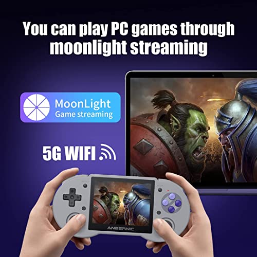 ANBERNIC RG353P Handheld Game Console Support 5G WiFi 4.2 Bluetooth Dual OS +Android 11, Linux RK3566 64BIT 64G TF Card 4452 Classic Games 3.5 Inch IPS Screen 3500mAh Battery