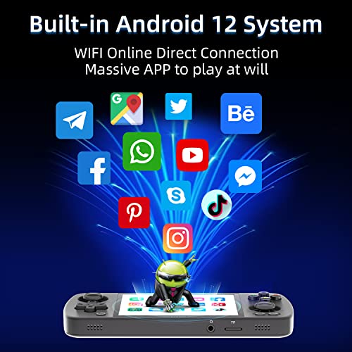RG405M Retro Handheld Game Console , Aluminum Alloy CNC Android 12 System 4.0 Inch IPS Touch Screen with 128G TF Card 3172 Games Compatible with 5G WiFi and Bluetooth 5.0 (Black)
