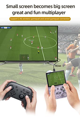RG35XX Handheld Game Console Linux Garlic OS, HDMI and TV Output 3.5 Inch IPS Screen 64G TF Card 6800+ Classic Games 2600mAh Battery ( (RG35XX-Transparent Purple Latest)