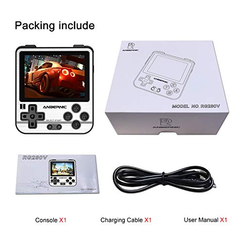 Haihuang RG280V Handheld Video Game with 64G TF Pre-Installed 5000 Classic Games Handheld Game Console 7 Hours Duration Silver
