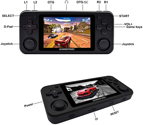 RG351P Handheld Game Console, Retro Game Console Open Linux Tony System RK3326 Chip 64G TF Card 2500 Classic Games 3.5 Inch IPS Screen 3500mAh Battery (Black)
