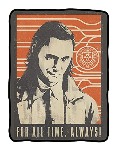 Surreal Entertainment Marvel: Loki for All Time. Always! Throw Blanket Plush Throw Blanket | Cozy Sherpa Blanket | Super Soft Fleece Blanket | Geeky Home Décor, Multicolor, 45x60