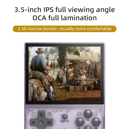 RG35XX Retro Handheld Game Console Dual System Garlic OS and Linux System 3.5 in IPS Screen Built-in 64G TF Card with 6800 Games 2600 mAh Battery Support HDMI TV Output (Transparent Purple)…