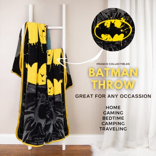 Franco Collectibles Batman Bedding Super Soft Micro Raschel Throw, 46 in x 60 in, (Official Licensed Product)