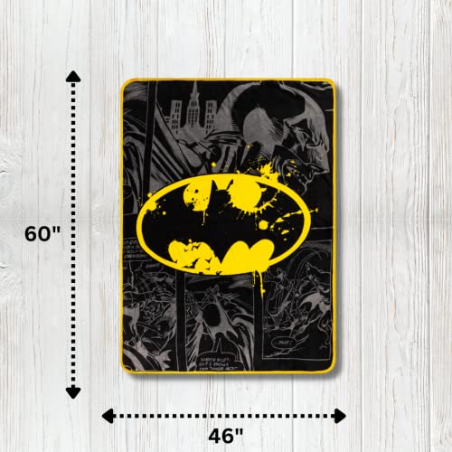 Franco Collectibles Batman Bedding Super Soft Micro Raschel Throw, 46 in x 60 in, (Official Licensed Product)