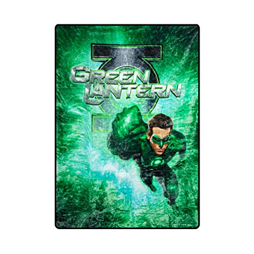 Plush Throw Blanket - Green Lantern - Twin Bed 60"x 80" - Faux Fur Blanket for Beds, Sofa, Couch, Picnic, Camping